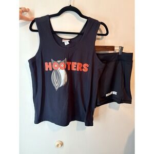 Hooters Authentic Uniform Tank And Booty Shorts 2XL Black Costume Stretch